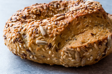 Healthy Organic Whole Grain Bagels with Chia Seeds and Sesame