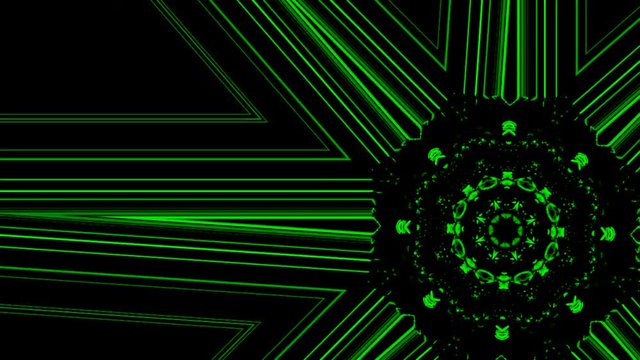 luces en movimiento en una imagen con l&iacute;neas combinadas con molinillo de rotaci&oacute;n en color verde y fondo negro