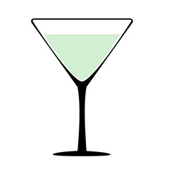 Vine-glass silhouette of goblets with wine or drinks isolated on white background. Alkohol martini vector illustration.