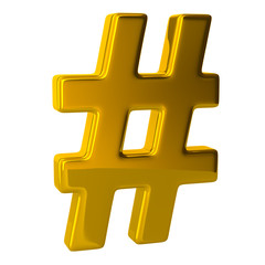 Obraz premium 3d illustration golden hashtag sign
