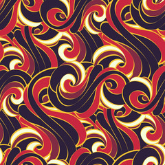 Seamless pattern of geometric waves and curls. Abstract texture.