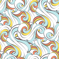 Seamless pattern of geometric waves and curls. Abstract texture.