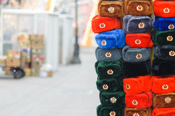 Multi-colored hats, souvenirs on the street