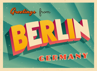 Fototapeta premium Vintage Touristic Greeting Card - Berlin, Germany - Vector EPS10. Grunge effects can be easily removed for a brand new, clean sign.