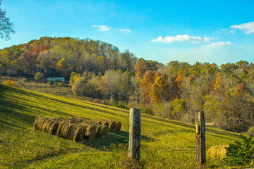 Farm overlooking at sunset