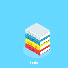 books icon on a blue background, isometric style