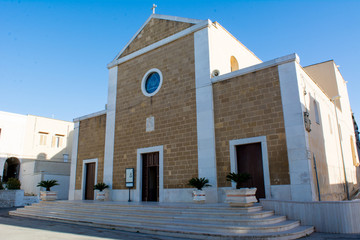 Fototapeta na wymiar Horizontal View Of the Facade of the Church SS. Maria Immacolata. Leporano, South of Italy