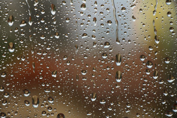Rain drops on window , rainy day