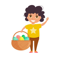 Boy with a basket. Easter