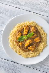 Pasta with korma sauce