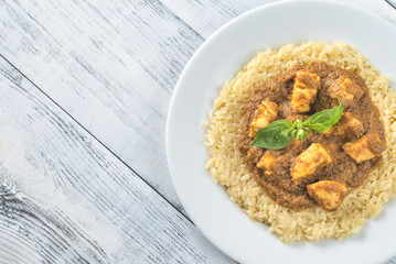 Pasta with korma sauce