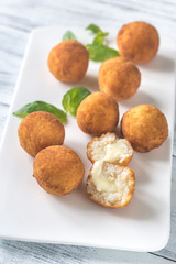 Arancini on the white plate