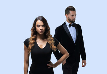 serious young business woman and stylish man