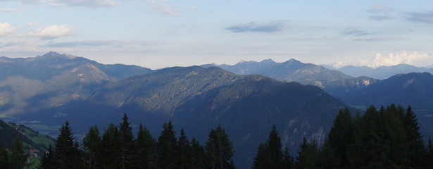 mountain panorama with sun