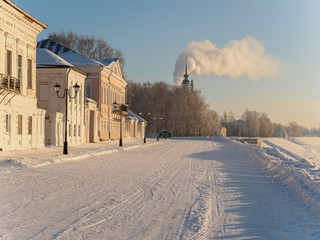 winter view of river embankment