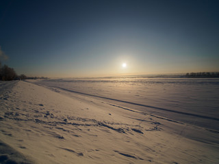 winter view of river embankment