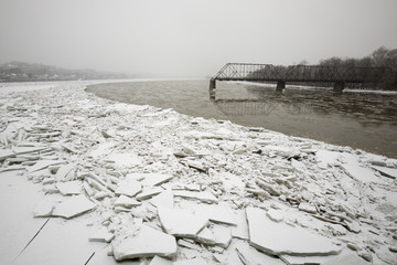 Ice shoves on banks of Susquehanna River