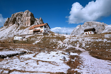 rifugio high at the Dolomites mountains