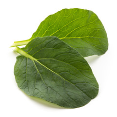 Obraz premium Spinach leaves close up isolated on white.