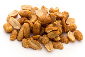 Peeled peanuts on the isolated background.