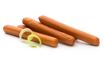 Fresh sausage isolated over white background.