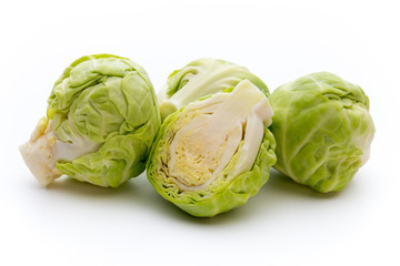 Brusseles sprouts isolated on the white background.