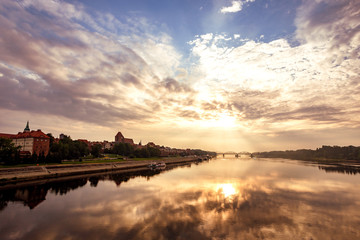 view of the old Polish town of Torun at dawn