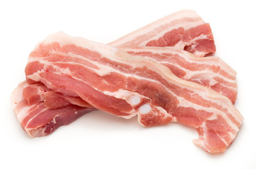 Meat pork slices isolated on the white background.