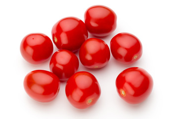 Plum tomatoes isolated on white background. Top view