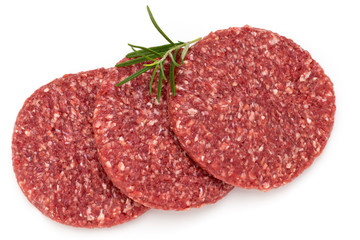 Raw fresh hamburger meat isolated on white.