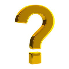 3d illustration of gold question mark