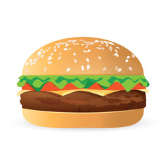 cheese burger, lettuce and tomate
