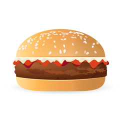 bacon and cheese burger illustration isolated