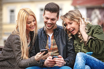 Friends enjoying city