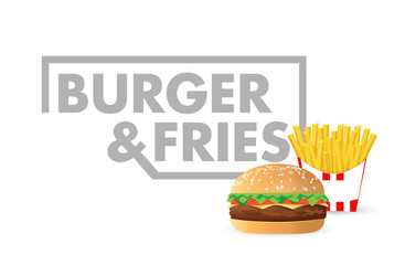 burger and french fries sign illustration isolated