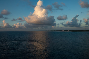 Naklejka na ściany i meble Coastline of Costa Maya, Quintana Roo, Mexico and lighthouse