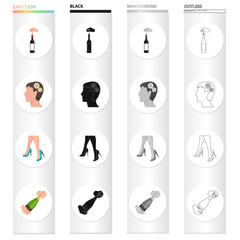 Champagne, glass, date and other web icon in cartoon style. Shoes, classic, model, icons in set collection.