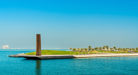 Steel Obelisk in Mia Park at Museum of Islamic Art in Doha, Qatar