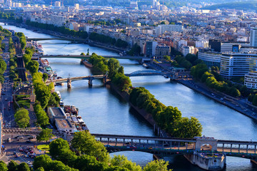 Scenic panorama of Paris from Eiffel tower