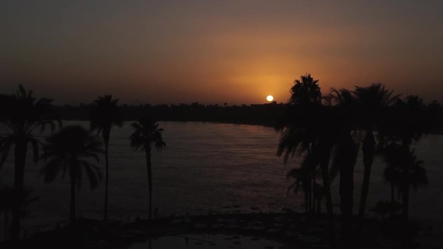 Sunset Over River Nile; Road To Luxor & Nile Sunset; Nagaa Abou Youssef, Egypt