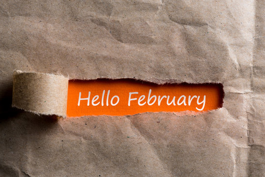 Hello February - handwriting in uncover letter. Last winter month, leap-year
