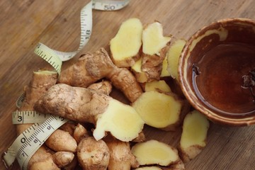 fresh ginger and tea