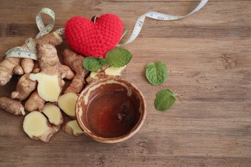 fresh ginger and tea