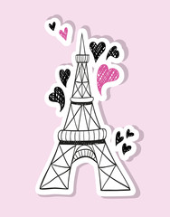 Hand drawn Eiffel tower