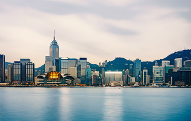 Fototapeta na wymiar Victoria harbor in the morning : Hong Kong landmark