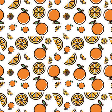 Repeated Seamless Pattern of Orange Fruits Texture Background