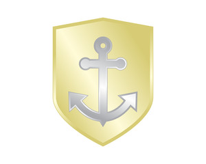 golden shield anchor icon hook navy marine symbol image