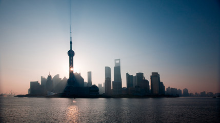 Fototapeta premium sunrise view in Shanghai, China