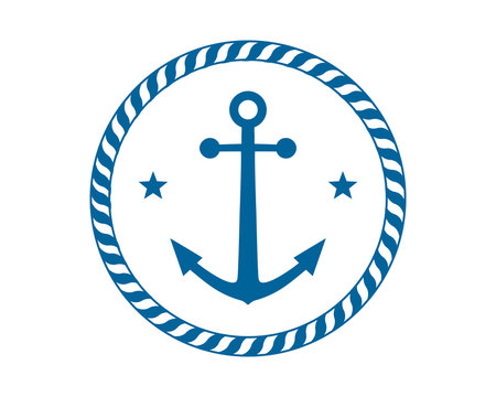 blue anchor icon hook navy marine symbol image