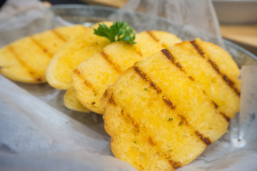 Cheese garlic bread in basket